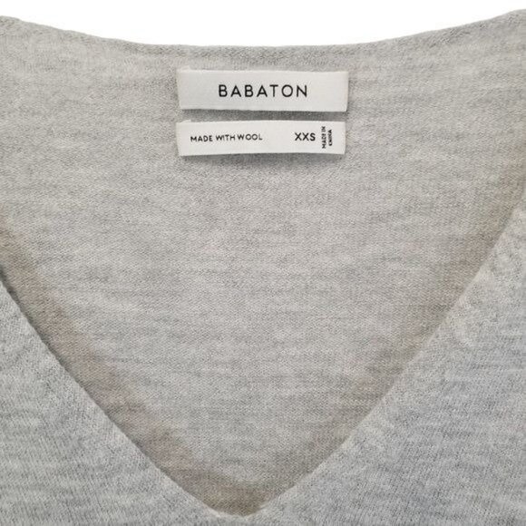 Aritzia Babaton Wool Blend Erin V Neck Sweater in Light Gray Womens Size XXS - Picture 8 of 9
